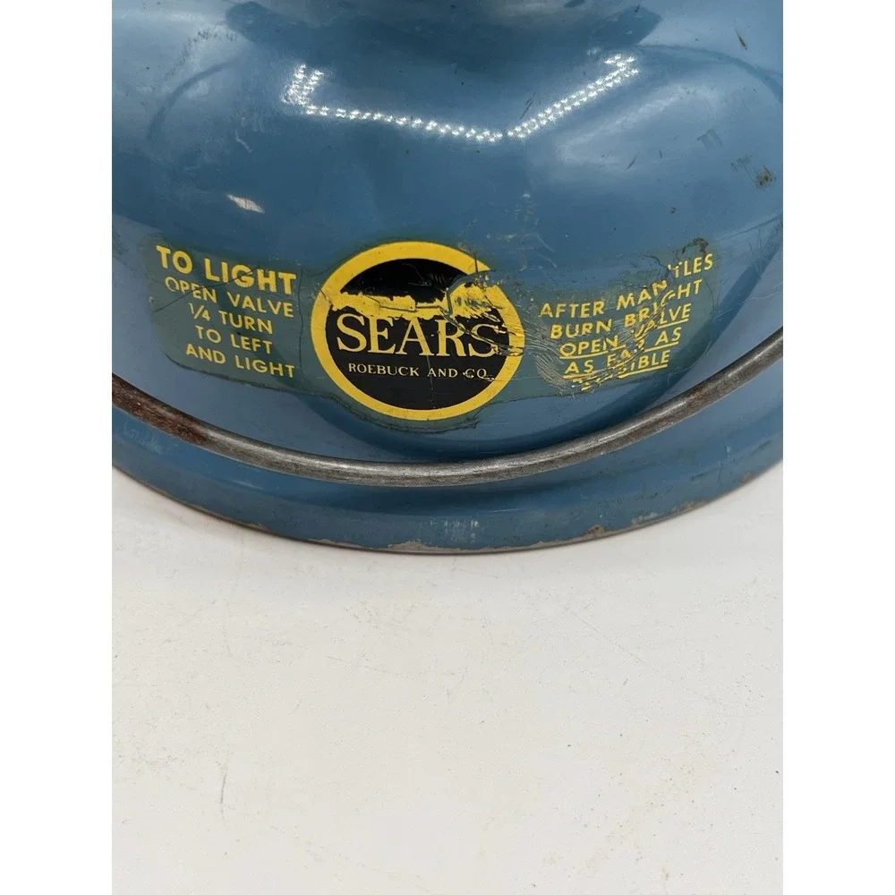 Vtg Sears Roebuck Co Double Mantle Lantern 476.74060 No Glass Blue & Black 1965